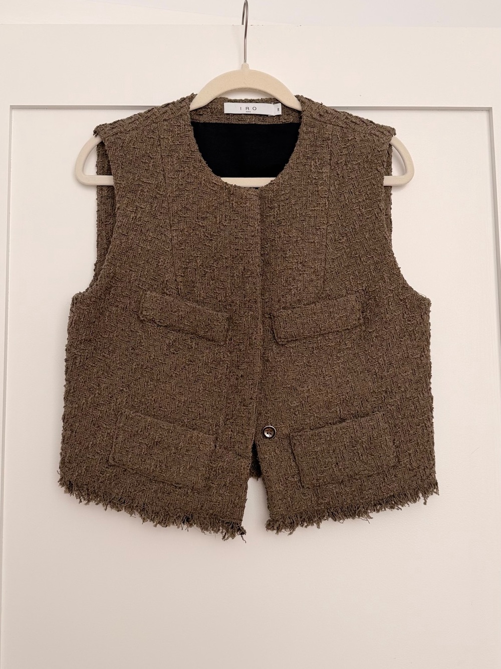 IRO Dark Olive Textured Bouclé Vest